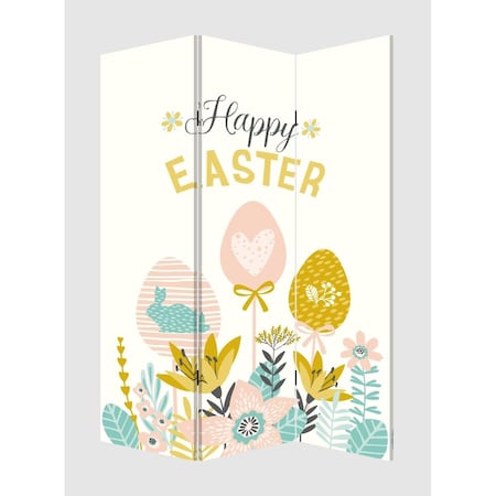 Palacedesigns 3 Panel Reversible Easter Spring Art Room Divider Screen PA3640576